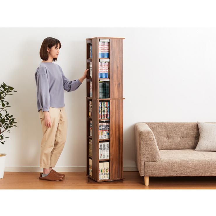 本棚 回転コミックラック 7段 CMRK-07 高さ159cm スリム 回転ラック