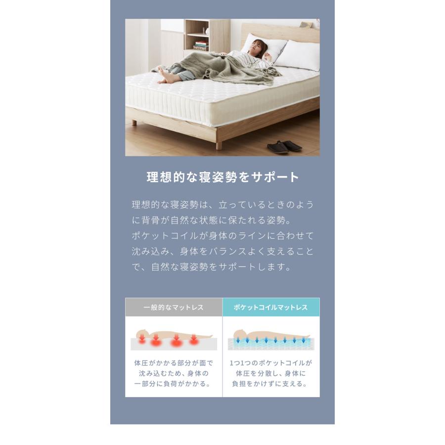 ポケットコイル マットレス ダブル 厚さ20cm 体圧分散 通気性 ベッド