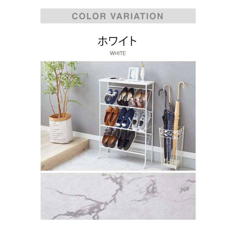 ホワイト シューズラック 大理石調 ニトリ 大理石調シューズラック(ロータイプ 幅90cm ホワイト