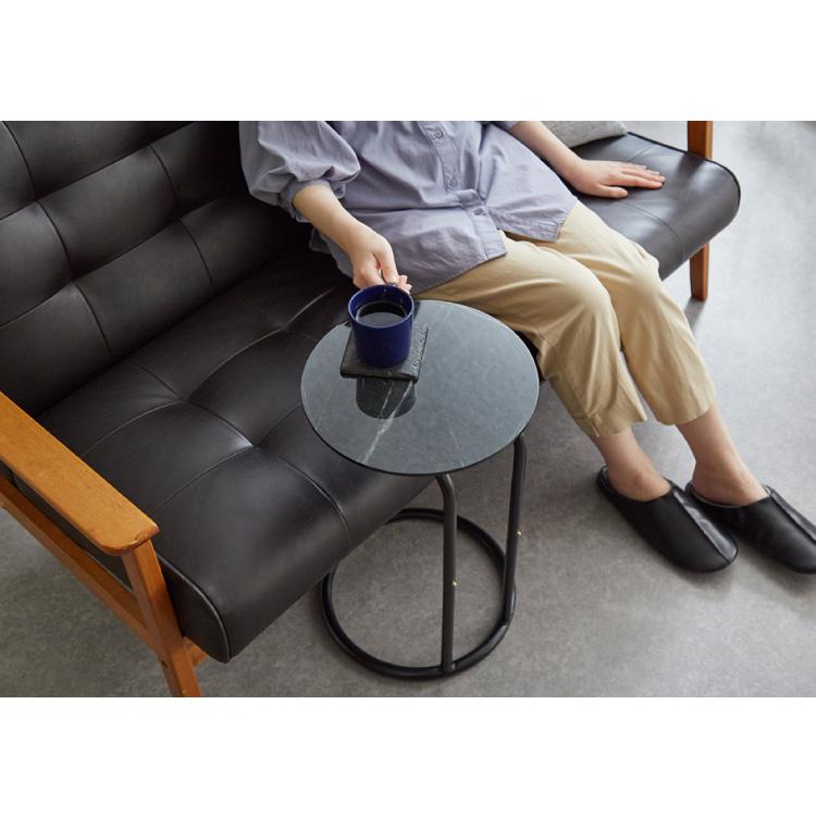 サイドテーブル ラウンド 直径30cm 大理石風 鏡面 円形 テーブル ミニ