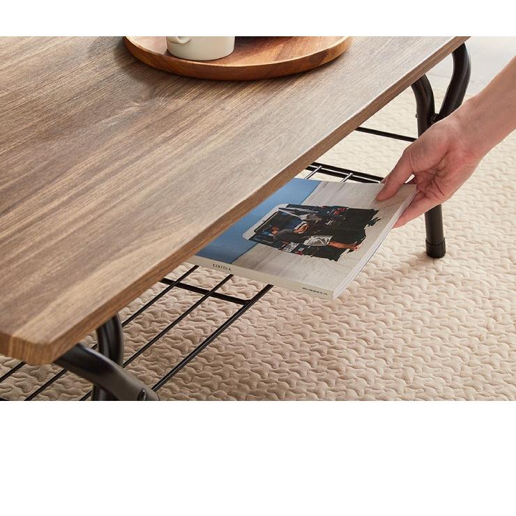 ローテーブル 90×45cm 折りたたみ センターテーブル 収納棚 