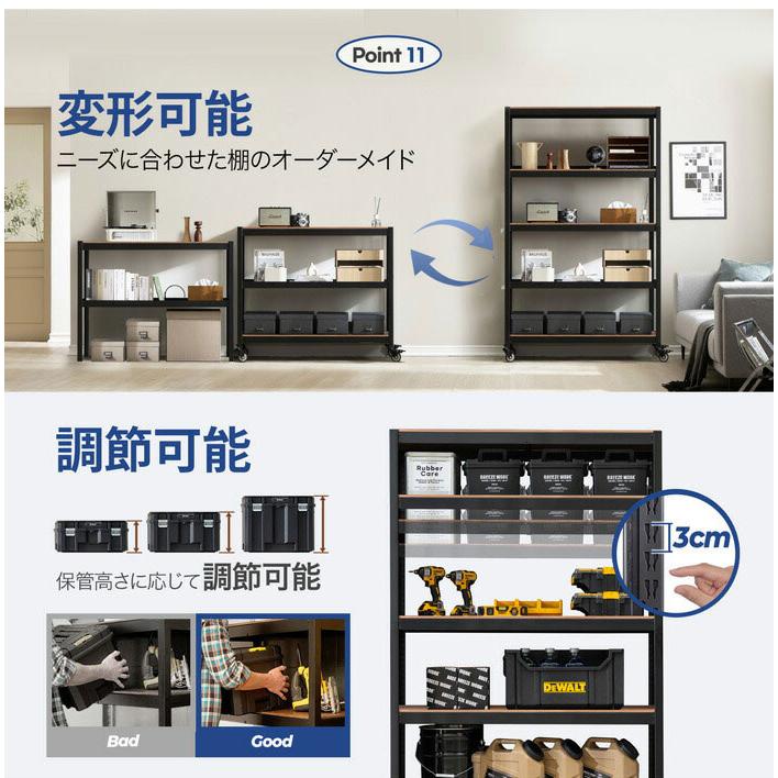 耐荷重1250kg ネジなし 落下防止付き 頑丈 スチールラック キャスター付き ラック 棚 5段 幅120 奥行40 高さ180cm 耐荷重120kg 工具付き_13