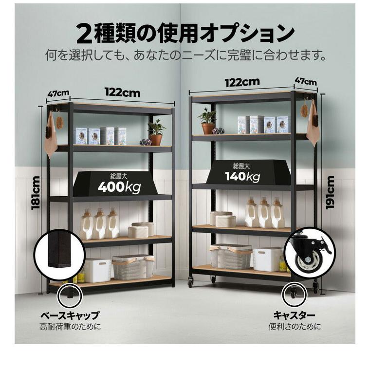 耐荷重1250kg ネジなし 落下防止付き 頑丈 スチールラック キャスター付き ラック 棚 5段 幅120 奥行40 高さ180cm 耐荷重120kg 工具付き_2