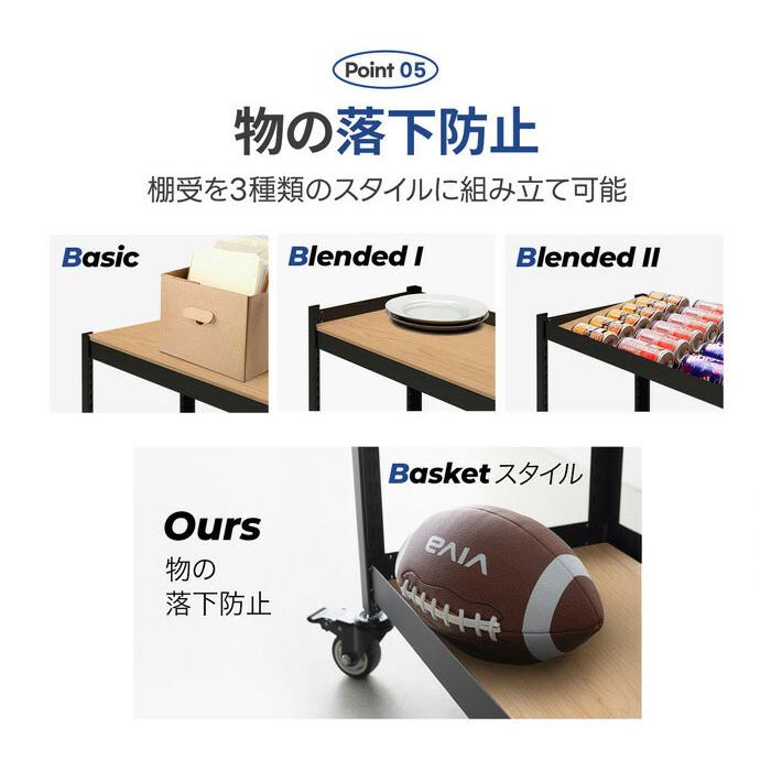 耐荷重1250kg ネジなし 落下防止付き 頑丈 スチールラック キャスター付き ラック 棚 5段 幅120 奥行40 高さ180cm 耐荷重120kg 工具付き_7
