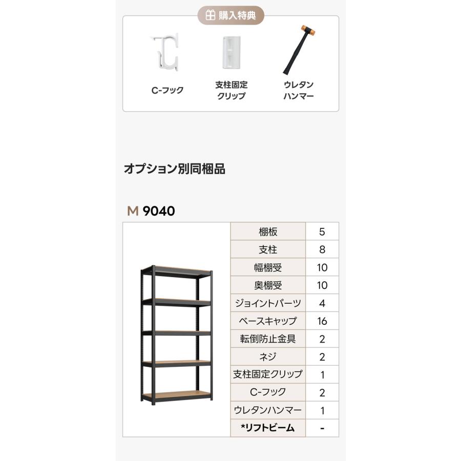 耐荷重1250kg ネジなし 超頑丈 落下防止付き スチールラック ラック 棚