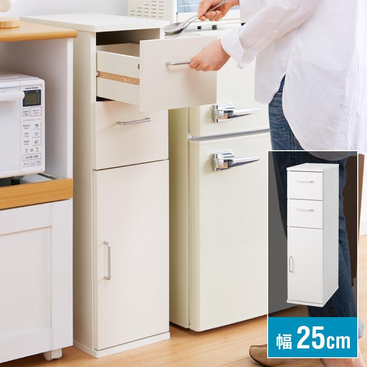 すきま収納 すき間収納 隙間収納 25cm キッチン収納 キッチンラック チェスト 幅25 ホワイト 代引不可 A6 Slk 9025kc リコメン堂インテリア館 通販 Yahoo ショッピング