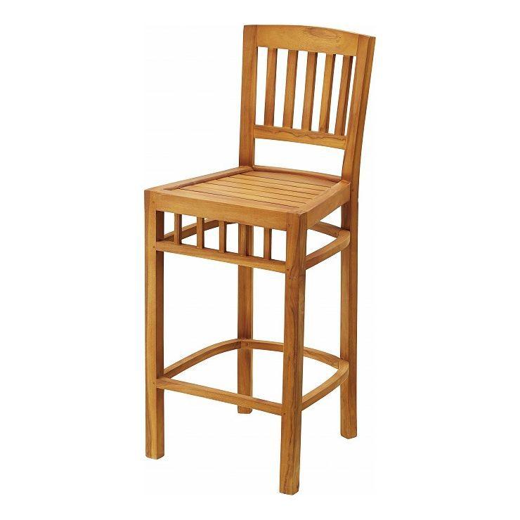 カウンターチェア 幅45×奥行43.5×高さ108 座面高72 天然木 チーク オイル仕上 代引不可