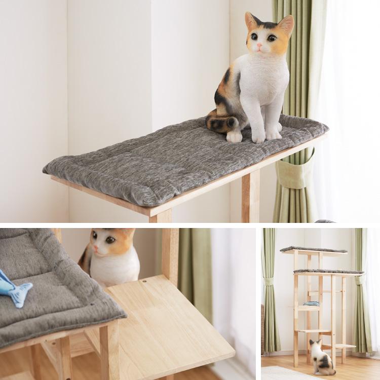 リコメン堂 キャットタワー 据え置き 木製 天然木 60×54×111