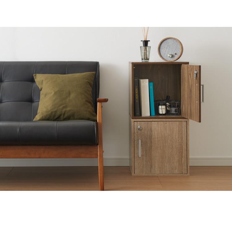 リコメン堂 キューブボックス 鍵付 扉付き 4個セット 収納 木製