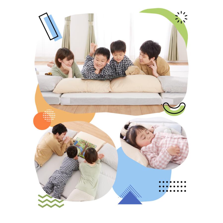 折りたたみマットレス コンパクト ホワイト 厚さ10cm 幅240cm 炭入り 三つ折り 高反発 190N 3人用 シングル3枚組 ファミリーサイズ | リコメン堂 | 03