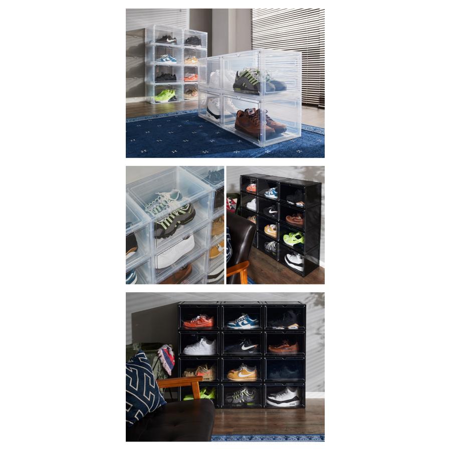 シューズボックス　12個セット　透明　ブラック　黒 リコメン堂 シューズボックス 12個セット クリア ブラック スニーカー