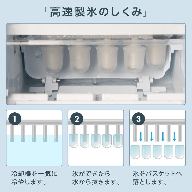 製氷機 静音設計　６分で８個の氷を作成できます。 製氷機 静音設計 6分で8個の氷を作成できます。 製氷