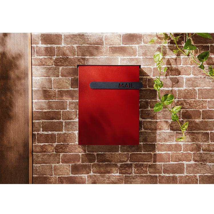 リコメン堂 郵便ポスト 壁掛け キーロック式 木目調 スチール 鍵