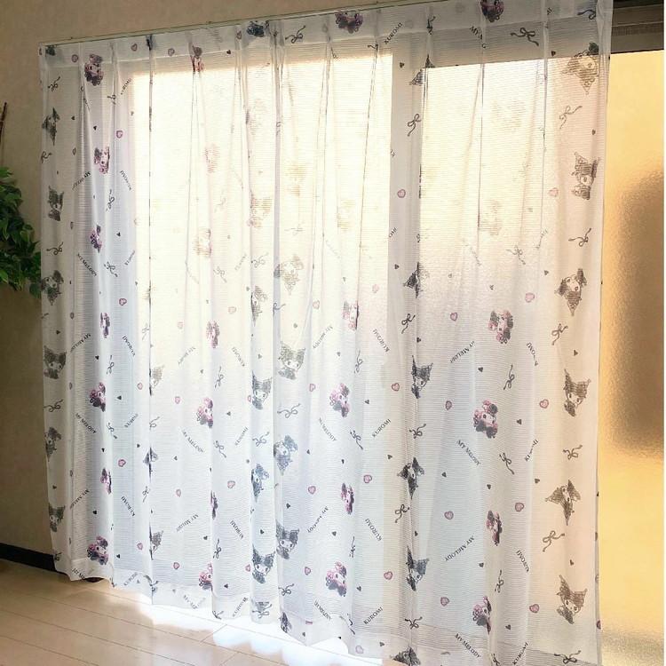 クロミ&マイメロディ 真夜中のメロクロ 2枚組 レースカーテン UVカット