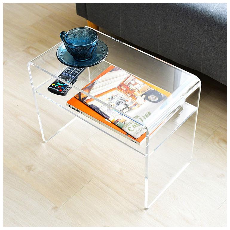 日本製 2way アクリルテーブル コの字型 完成品 10mm厚アクリル使用