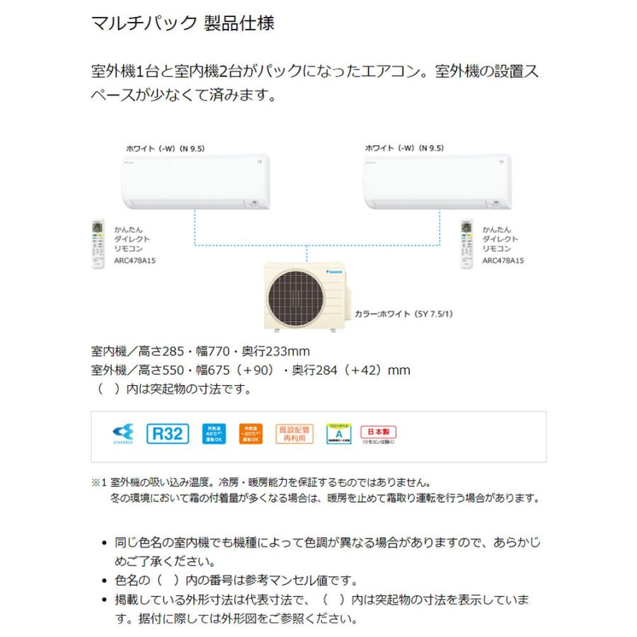 ▽【引取限定】ダイキン マルチパックエアコン PAC-453AV C28RTV-W C22RTV-W【未開封未使用品】【下関店】 PAC-453AV｜ダイキンマルチエアコン「マルチパック」＜主に6+10畳用の