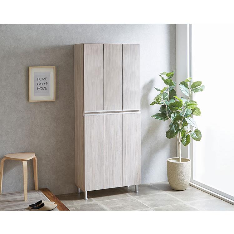 シューズボックス ハイタイプ 幅75cm 国産 大川家具 完成品 板戸 靴