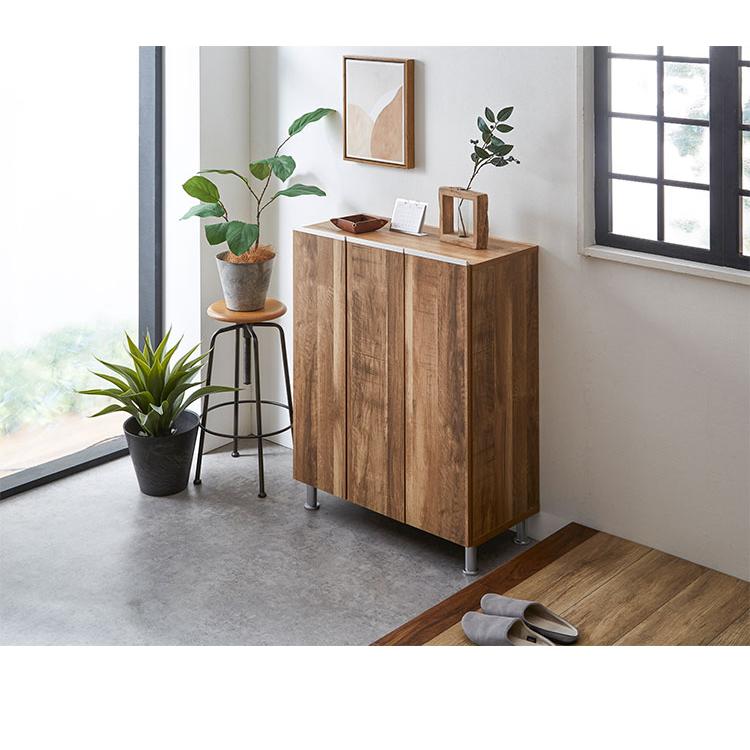 シューズボックス ロータイプ 幅75cm 国産 大川家具 完成品 シューズ