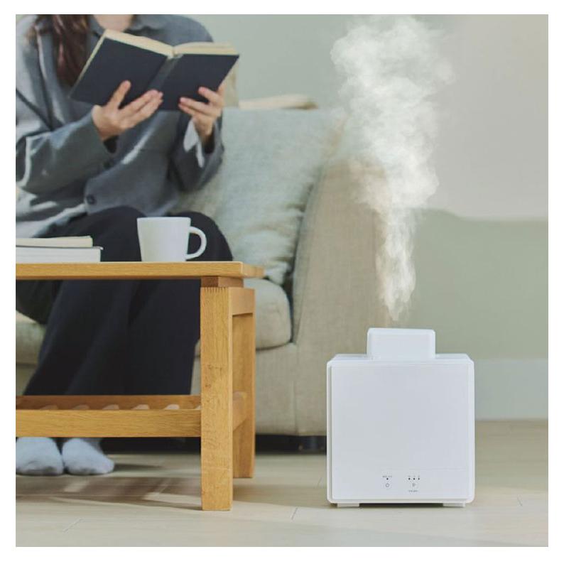 お手入れ簡単 スチーム式加湿器 1.6L 簡単給水 シンプル モノトーン 白