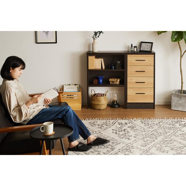 和モダン カウンター下収納 3点セット幅190cm 完成品 引出し 4段 ロー