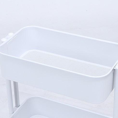 キッチンワゴン バスケット3段 スリム W390×D270×H785mm スチール所 おしゃれ ホワイト 代引不可 | ブランド登録なし | 03