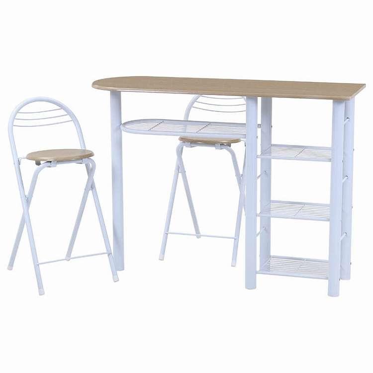 カウンターテーブルチェアセット3点WH 95246 BR 95247 代引不可