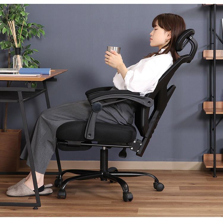 リクライニングチェア ヘッドレスト付き オフィスチェア デスクチェア 