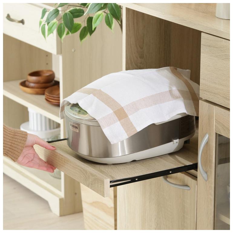 2206ホワイトオーク キッチンボード 幅77奥行40 レンジ台 キャスター付き キッチンボード 幅76.8cm キャスター付き キッチンワゴン