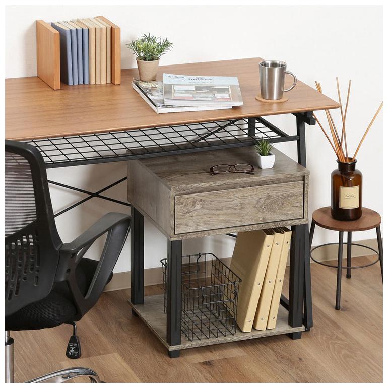 サイドテーブル 幅45cm 木目調 引き出し コンパクト 北欧 オープン収納