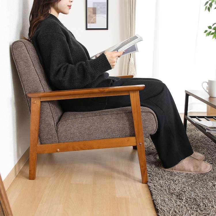 厚手ファブリックソファ ミート 1P GY BR ソファ ファブリック 一人  