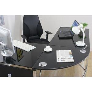 【新品・送料無料】ガラスＰＣデスク　Ｌ型　ブラック×ブラウン L型ガラスPCデスク3点セット パソコンデスク L字型 : リコメン堂