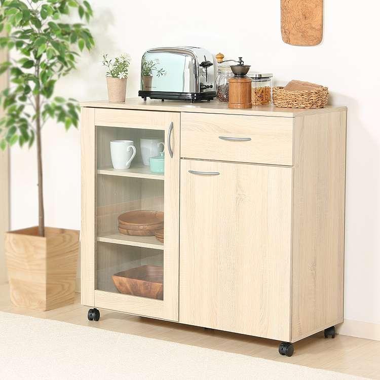 キッチン収納キャビネット 90×40 キッチンボード キャスター付き キッチンカウンター キャビネット キッチン収納 代引不可_2
