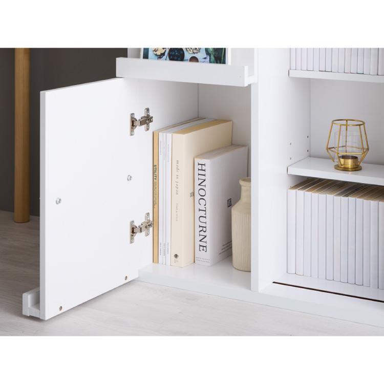 本棚 幅90cm スライド本棚 大容量 扉付き ディスプレイラック