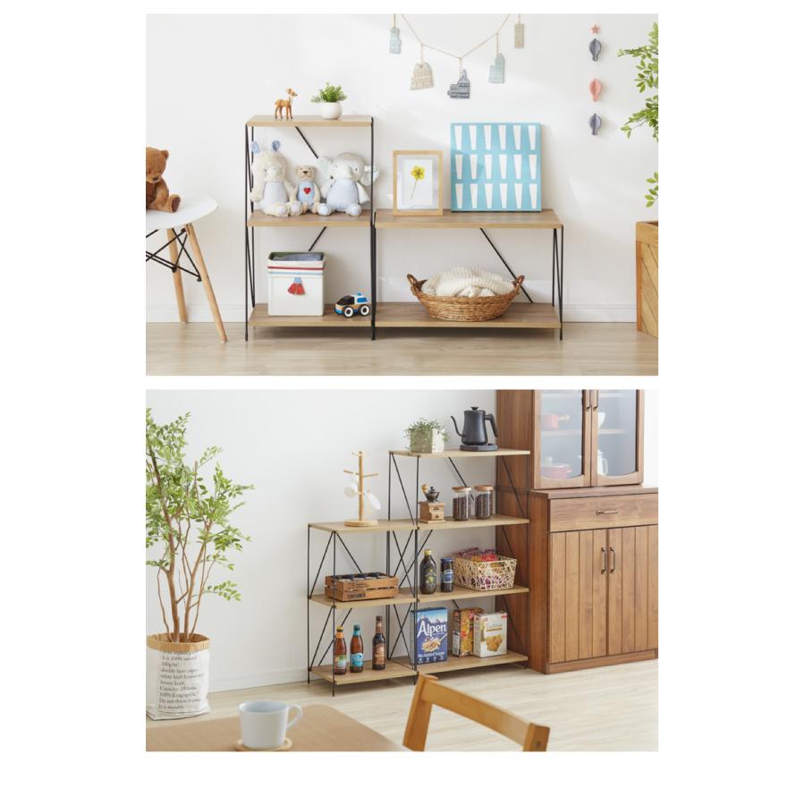 ワイヤーラック 3段 幅42cm 木目調 スチール 組み立て簡単 工具不要