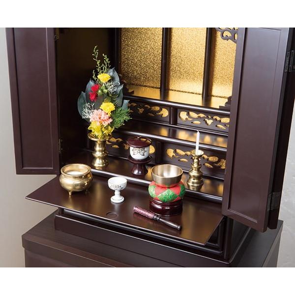 仏壇 上置仏壇 23号 透かし彫り上置き仏壇 スライド式仏具棚 仏具 紫檀