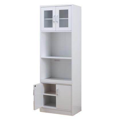 レンジ台 収納 ラック ハイタイプ 幅59cm 奥行39cm 高さ179cm コンセント スライド棚 付き キッチン 家電 棚 省スペース 代引不可
