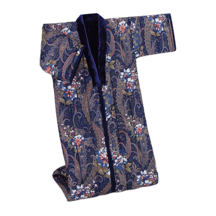 かいまき布団 2色組 足ポケット ボア付き 花柄 着る布団 着る毛布