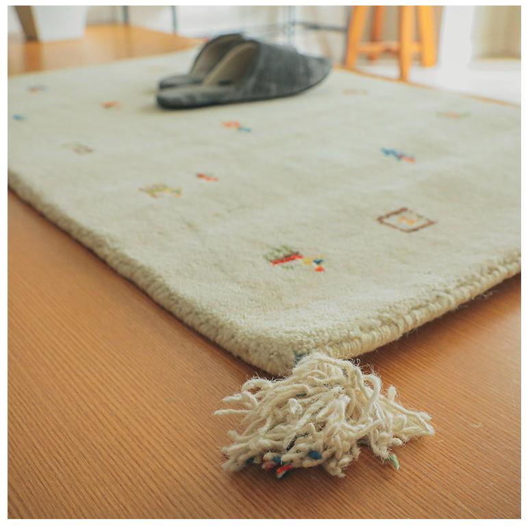 ギャッベ 60x90cm アイボリー ギャベ 玄関マット  ラグ インドギャッベ ギャッベ 60x90cm アイボリー ギャベ 玄関マット ラグ インド