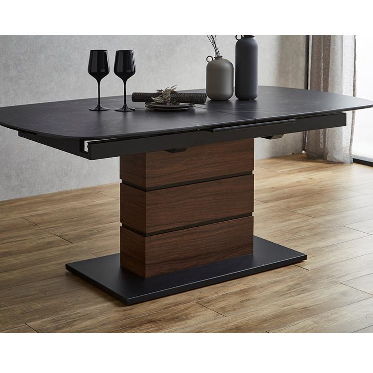 セラミック 伸長式 ダイニングテーブル ブラック 黒 セラミック