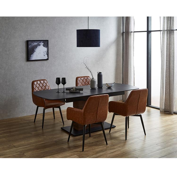 セラミック 伸長式 ダイニングテーブル ブラック 黒 セラミック