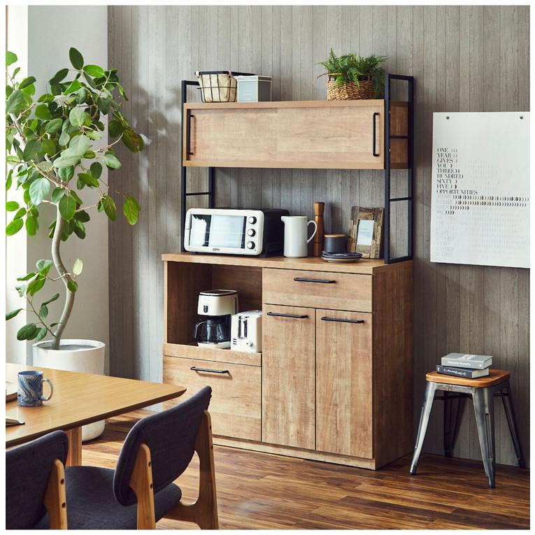 日本製 食器棚 レンジ台 幅120 国産 大川家具 キッチンボード