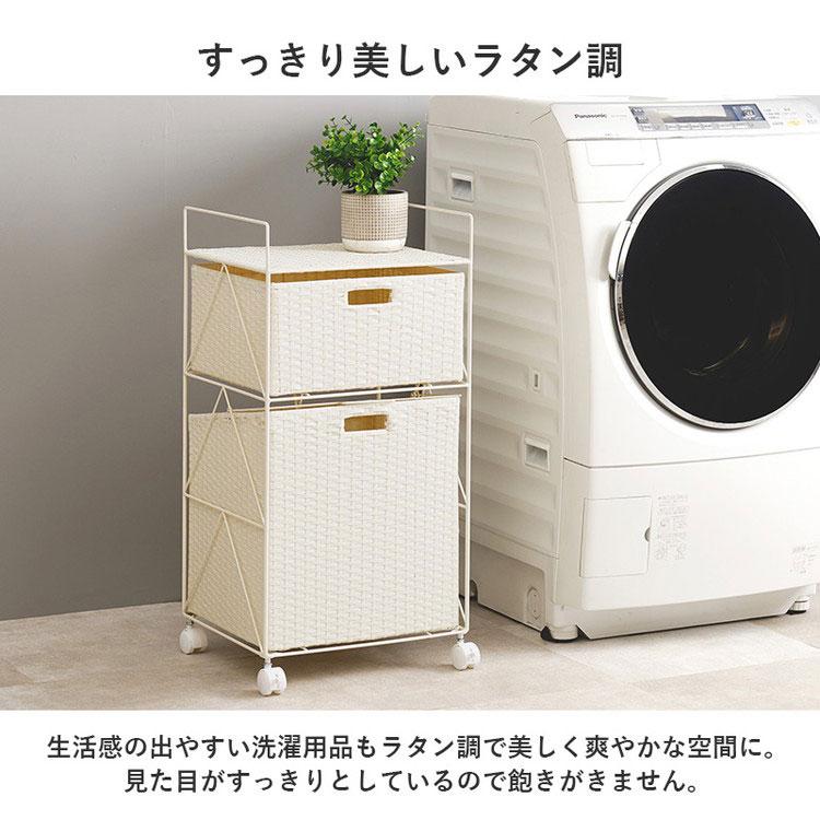 ランドリーワゴン 2段 大容量 幅40cm ランドリーバスケット 防水素材