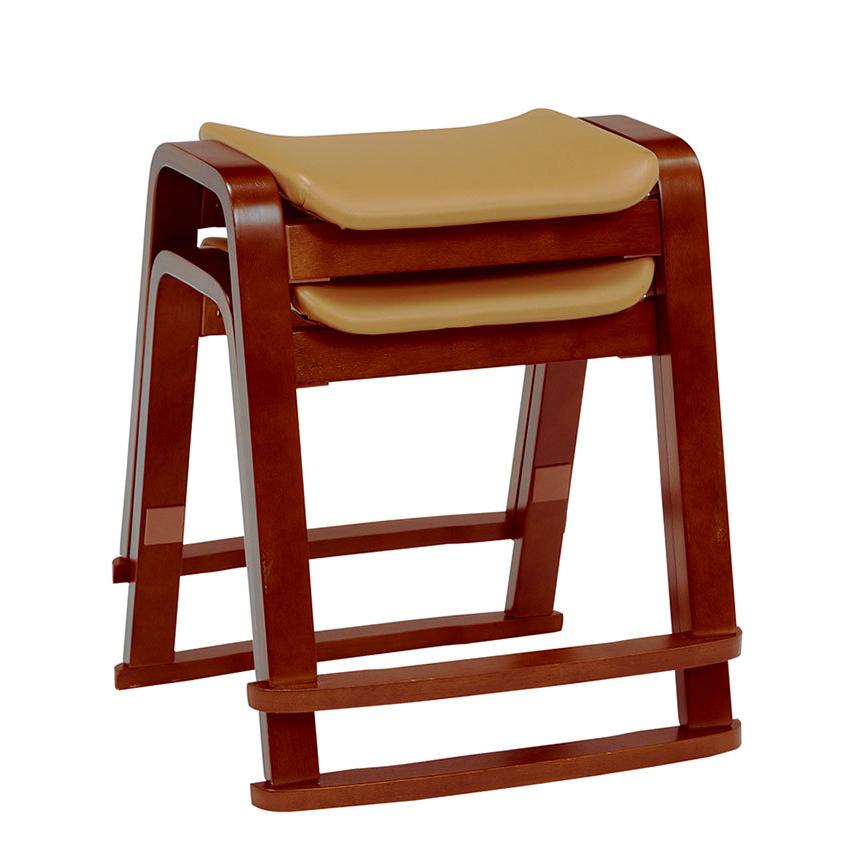 スタッキングスツール 2脚セット ダークブラウン ナチュラル
