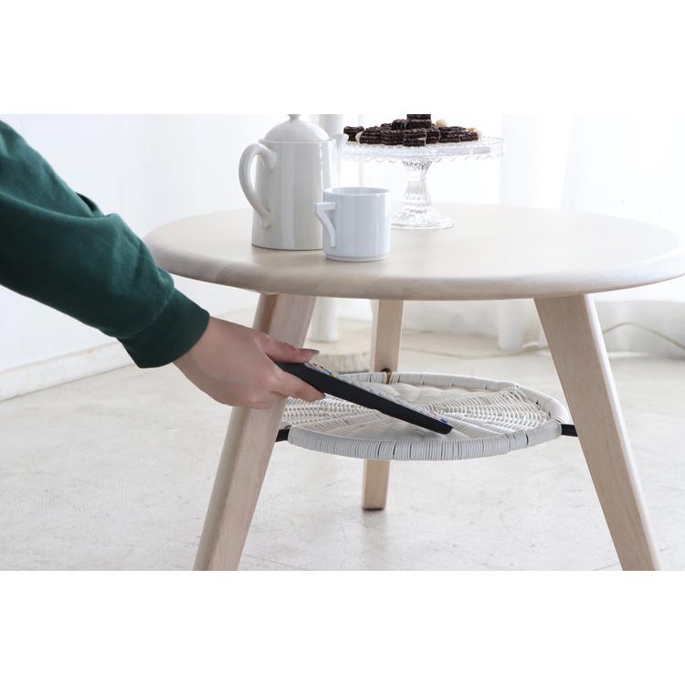 【美品】新品未使用 サイドテーブル 丸型 棚付き ラタン ラタン調のラウンドサイドテーブル - ソファ・ベッド通販 nuqmo