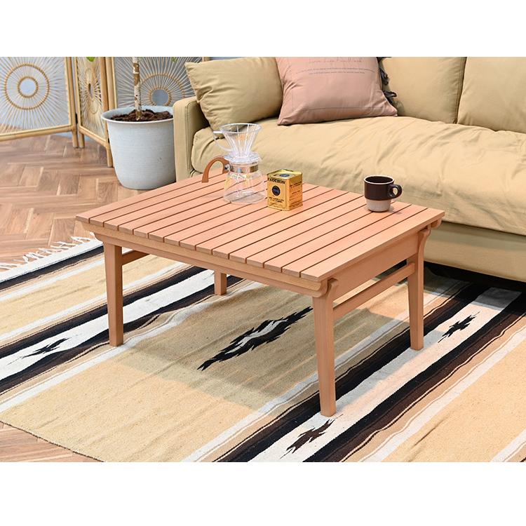 こたつテーブル 幅80cm アウトドア風 折り畳み可能 収納 節電 省エネ