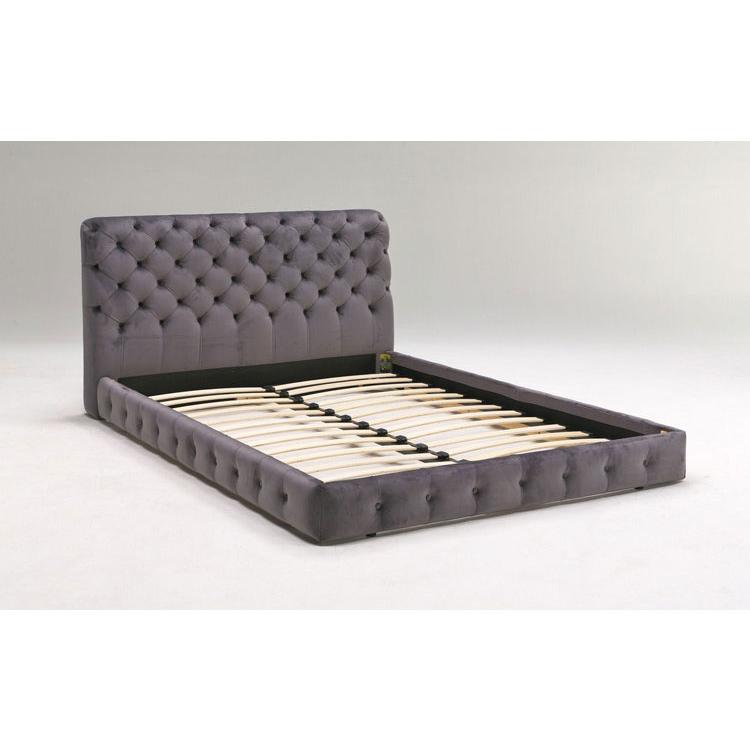 ベッドフレーム ダブル ベロア調ヘッドボード ダブルサイズ すのこ