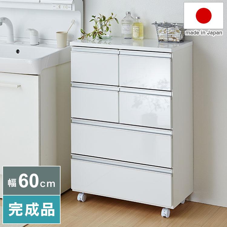 洗面所収納 キャビネット ランドリー チェスト 幅60 白 日本製 完成品 完成品 日本製 ランドリー収納 ランドリーチェスト 幅60 洗面所 脱衣所