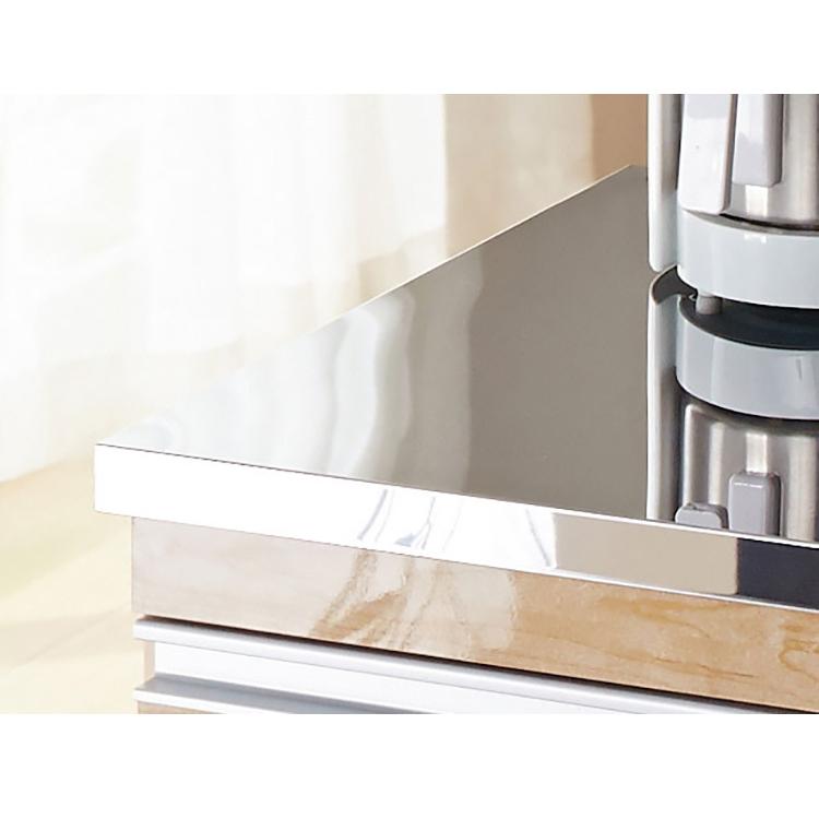 キッチンカウンター 間仕切り ステンレス天板 幅90 完成品 国産 背面化粧仕上げ 鏡面仕上げ 開梱設置無料 キャスター付き 4段 レンジ台 レンジラック 代引不可