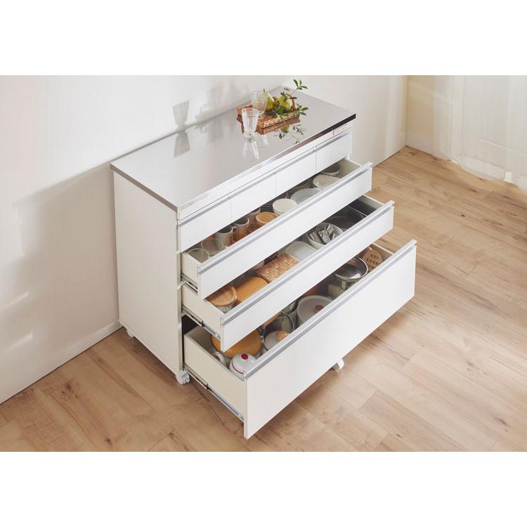 キッチンカウンター 間仕切り ステンレス天板 幅90 完成品 国産 背面