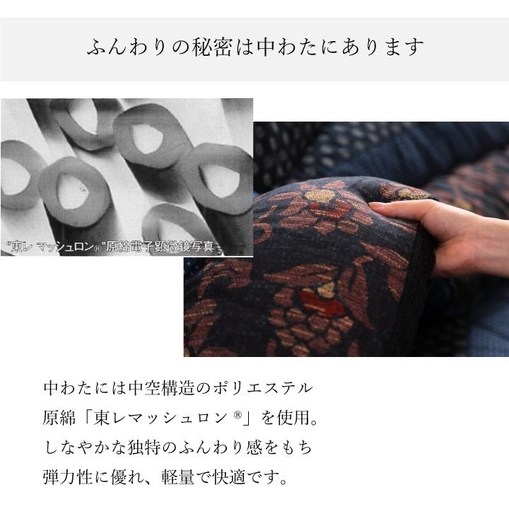 日本製 こたつ布団 こたつ厚掛敷布団 セット 和柄 長方形 大判 ブルー 約205×315cm かわいい おしゃれ 代引不可の画像